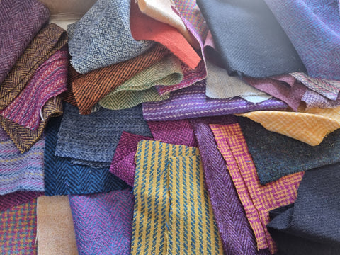 SCRAP BAG #9 400g (over 1m) multi size and colour Harris Tweed offcut bundle AS SHOWN IN PIC
