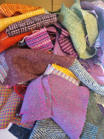 1 KG Scrap bag #1 multi size and colour Harris Tweed offcut bundle AS SHOWN IN PIC