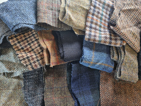#3 Scrap bag TRADITIONAL COLOURS grey brown blue green  400g (over 1m) multi size and colour Harris Tweed offcut bundle AS SHOWN IN PIC