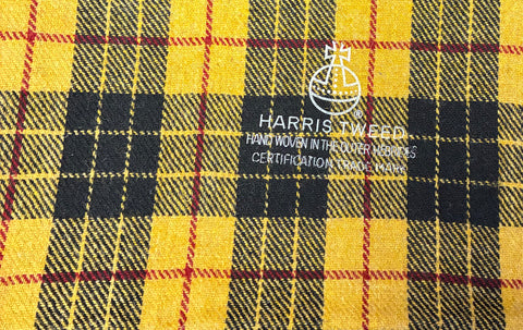 Macleod Tartan with large Orb yellow black red Harris Tweed 74cm wide x 95cm long