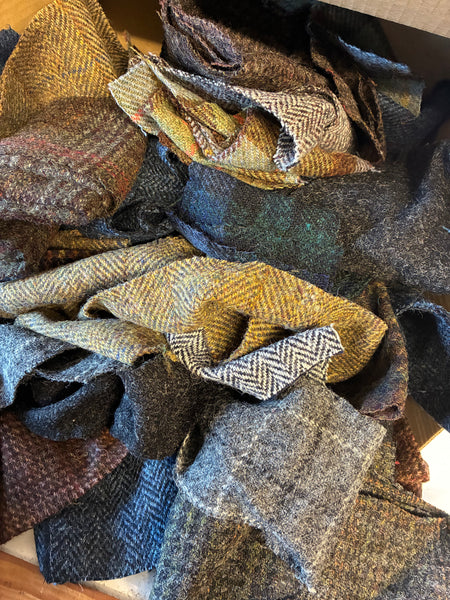 #2 traditional colours 1KG Scrap bag multi size and colour Harris Tweed offcut bundle AS SHOWN IN PIC