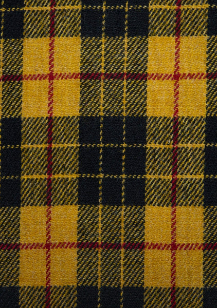 Loud Macleod yellow black tartan check Harris Tweed 74cm wide x 50cm long continual