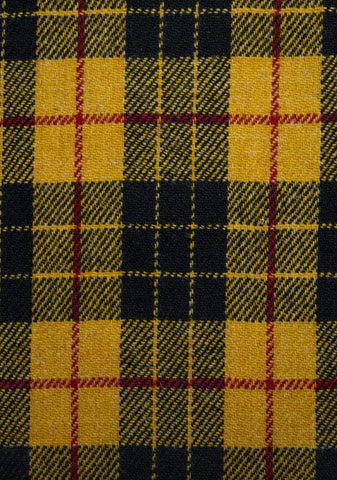 Loud Macleod yellow black tartan check Harris Tweed 74cm wide x 50cm long continual