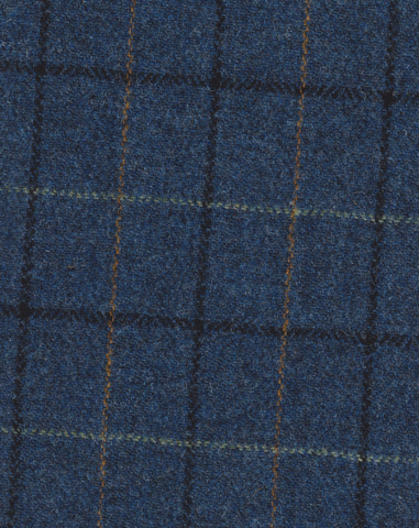 Blue with green orange black check Harris Tweed 74cm wide x 50cm long continual lighter than pic