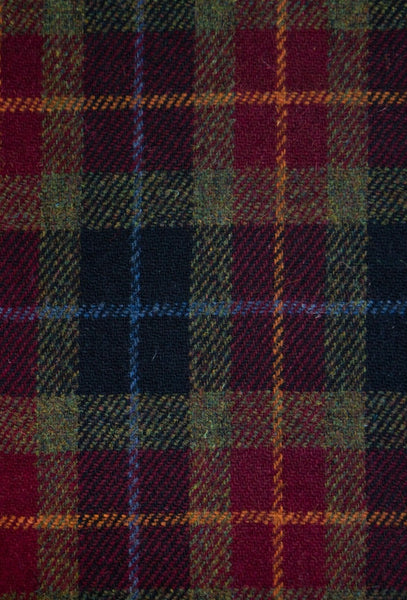 Black green and reddish tartan check Harris Tweed 74cm wide x 50cm long continual