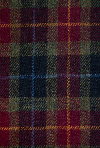 Black green and reddish tartan check Harris Tweed 74cm wide x 50cm long continual