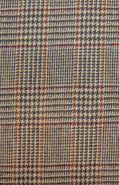 Beige brown Glen Check Harris Tweed 74cm wide x 50cm long continual lighter than pic