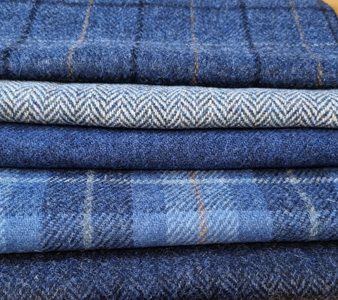 #20 OFFCUT BUNDLE Harris Tweed - 5 pieces 22cm x 30cm as pictured