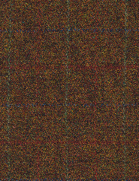 Rusty brown hb with orange blue red green check Harris Tweed 74cm wide x 50cm long continual